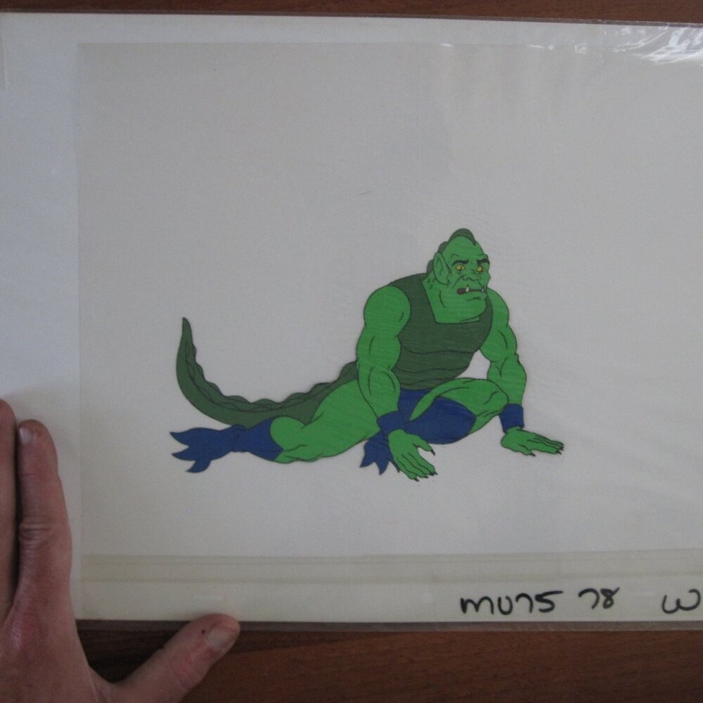 1980's Masters of the Universe He-Man Animation Cel: Whiplash w/ Orig. Sketch